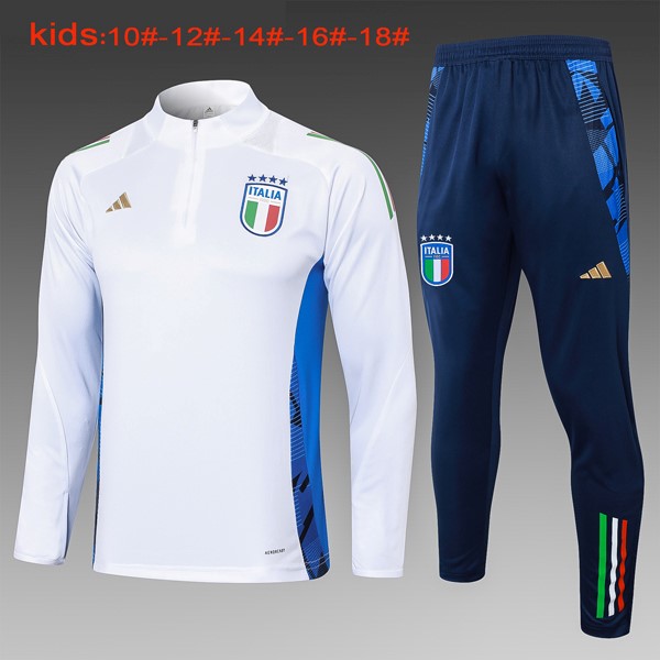 Niños Sudadera De Training Italia 2024 2025 Blanco Azul 3